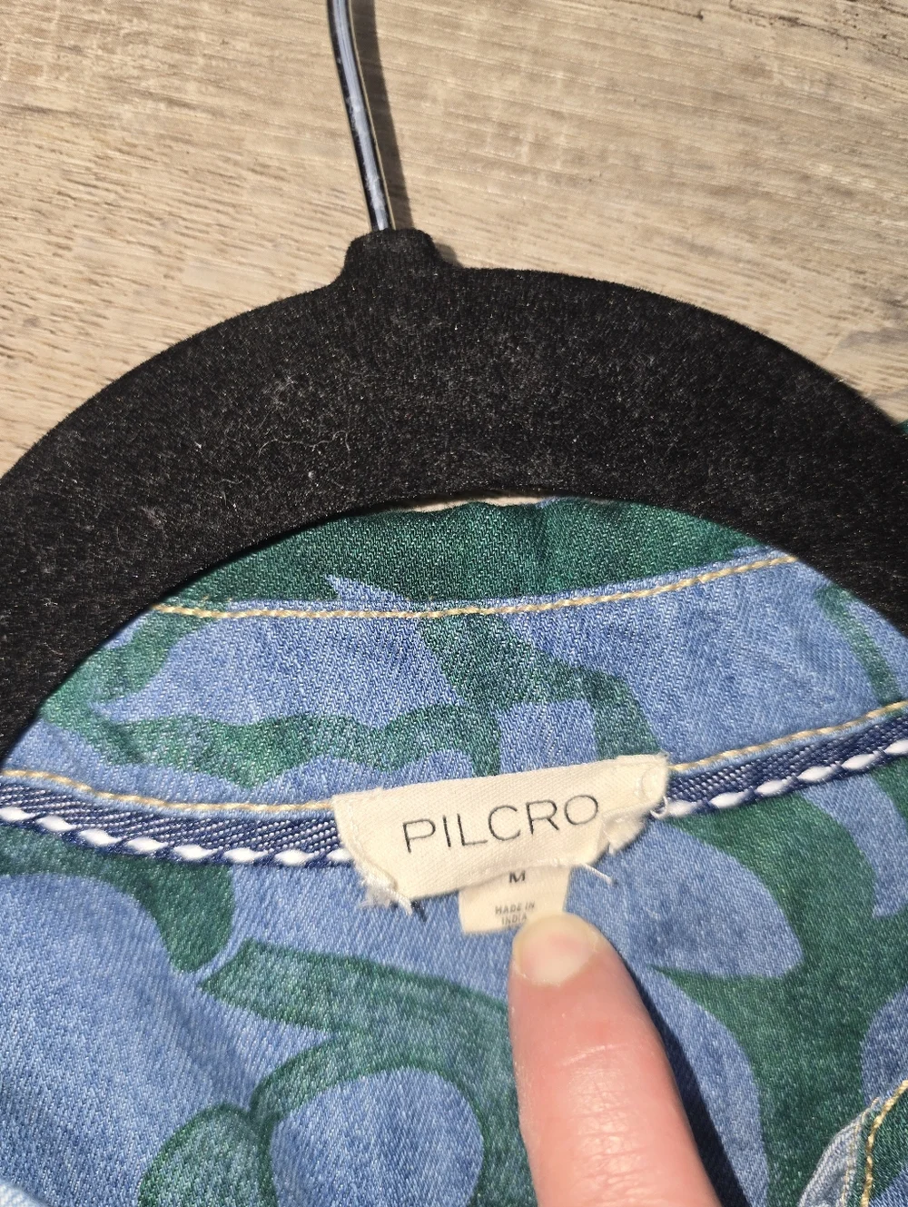 Anthropologie Pilcro Denim Shift Dress Green Floral Sleeveless Button Front Size - Picture 11 of 13